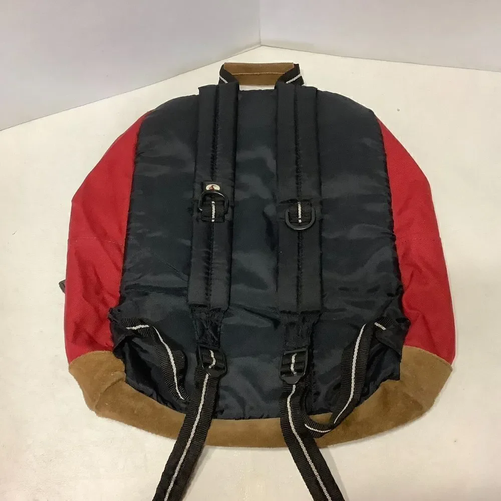 Vintage Spalding Leather Bottom Backpack Red 16